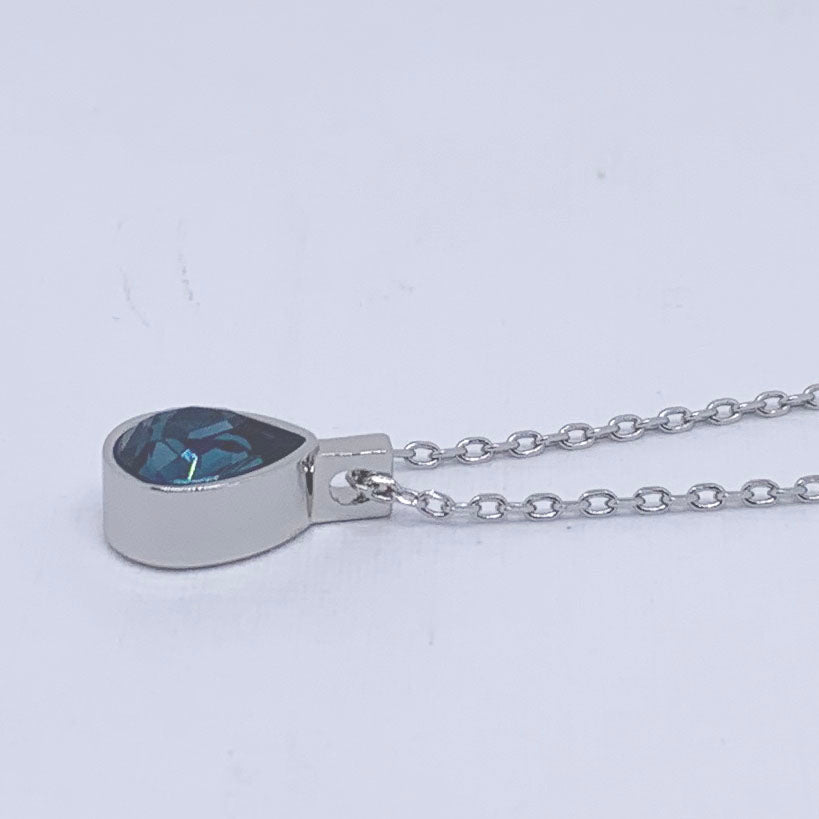 silver blue crystal pendant necklace frenelle jewellery