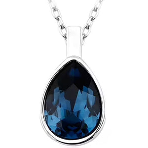 silver blue crystal pendant necklace frenelle jewellery