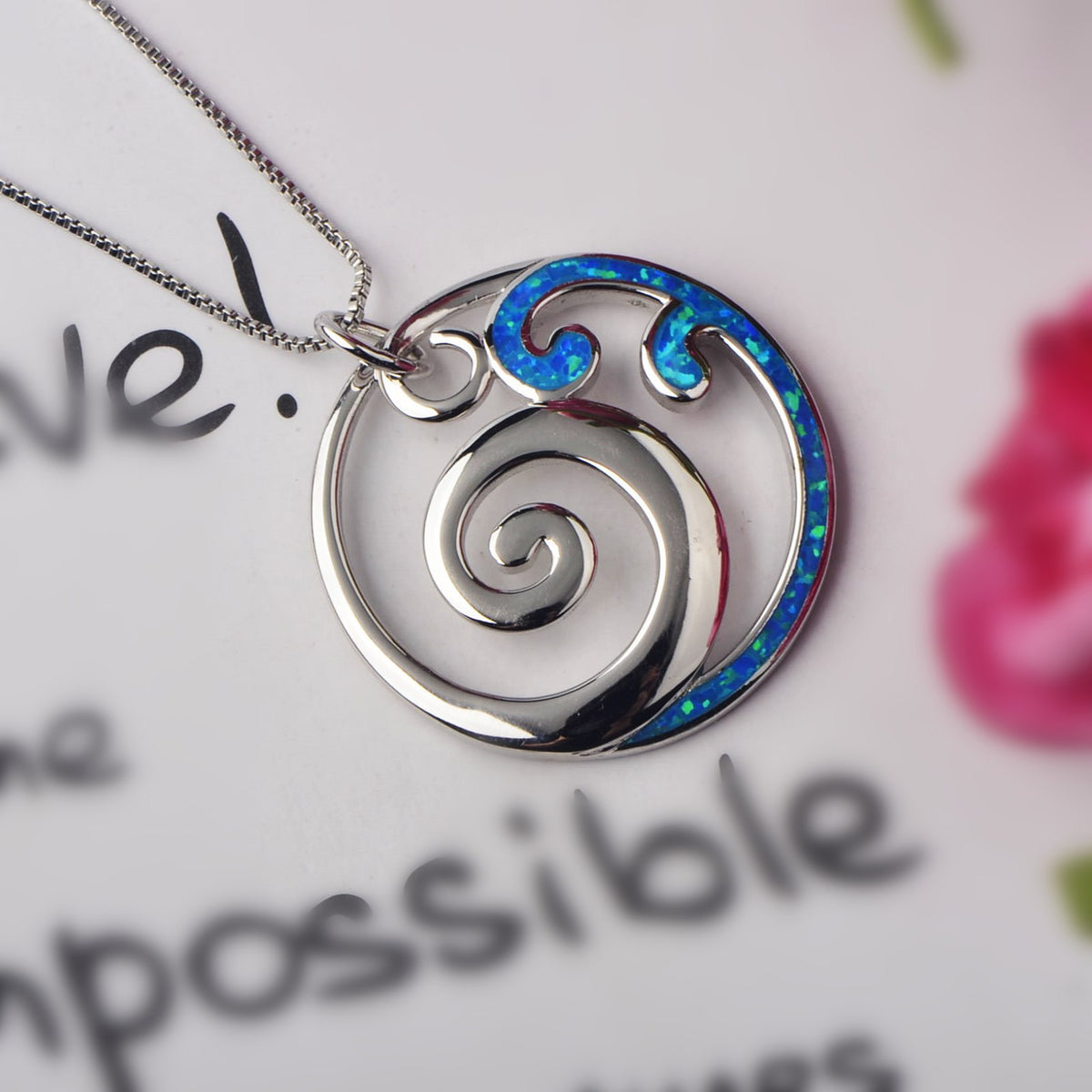 silver opal koru nz necklace pendant frenelle jewellery online auckland