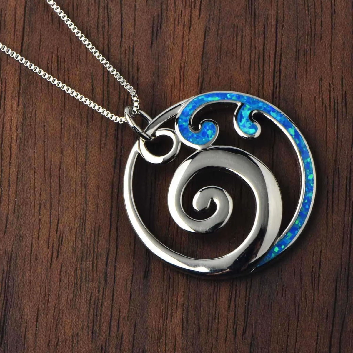 silver opal koru nz necklace pendant frenelle jewellery online auckland