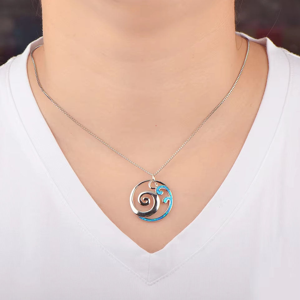 silver opal koru nz necklace pendant frenelle jewellery online auckland