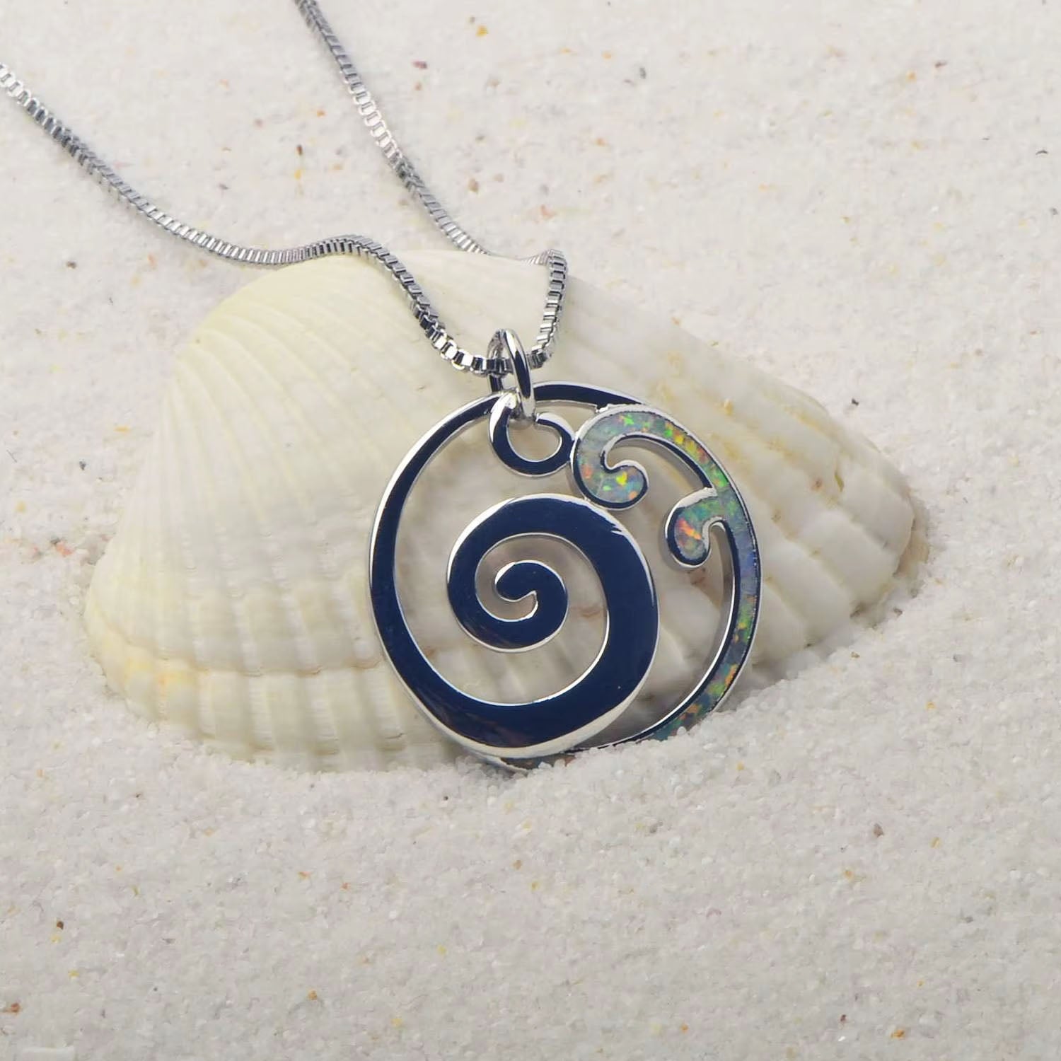 silver opal nz pendant necklace frenelle Jewellery buy online auckland nz