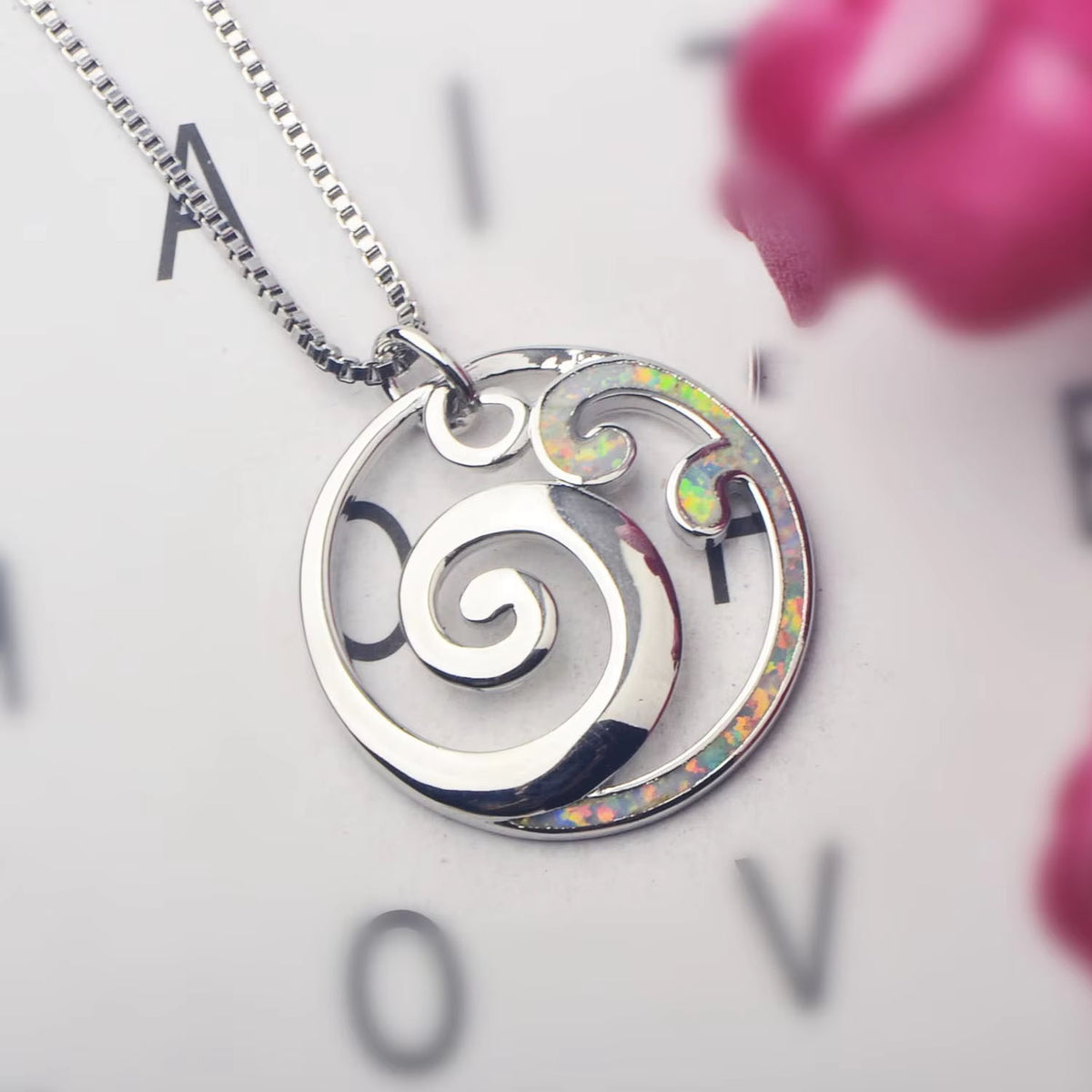 silver opal nz pendant necklace frenelle Jewellery buy online auckland nz