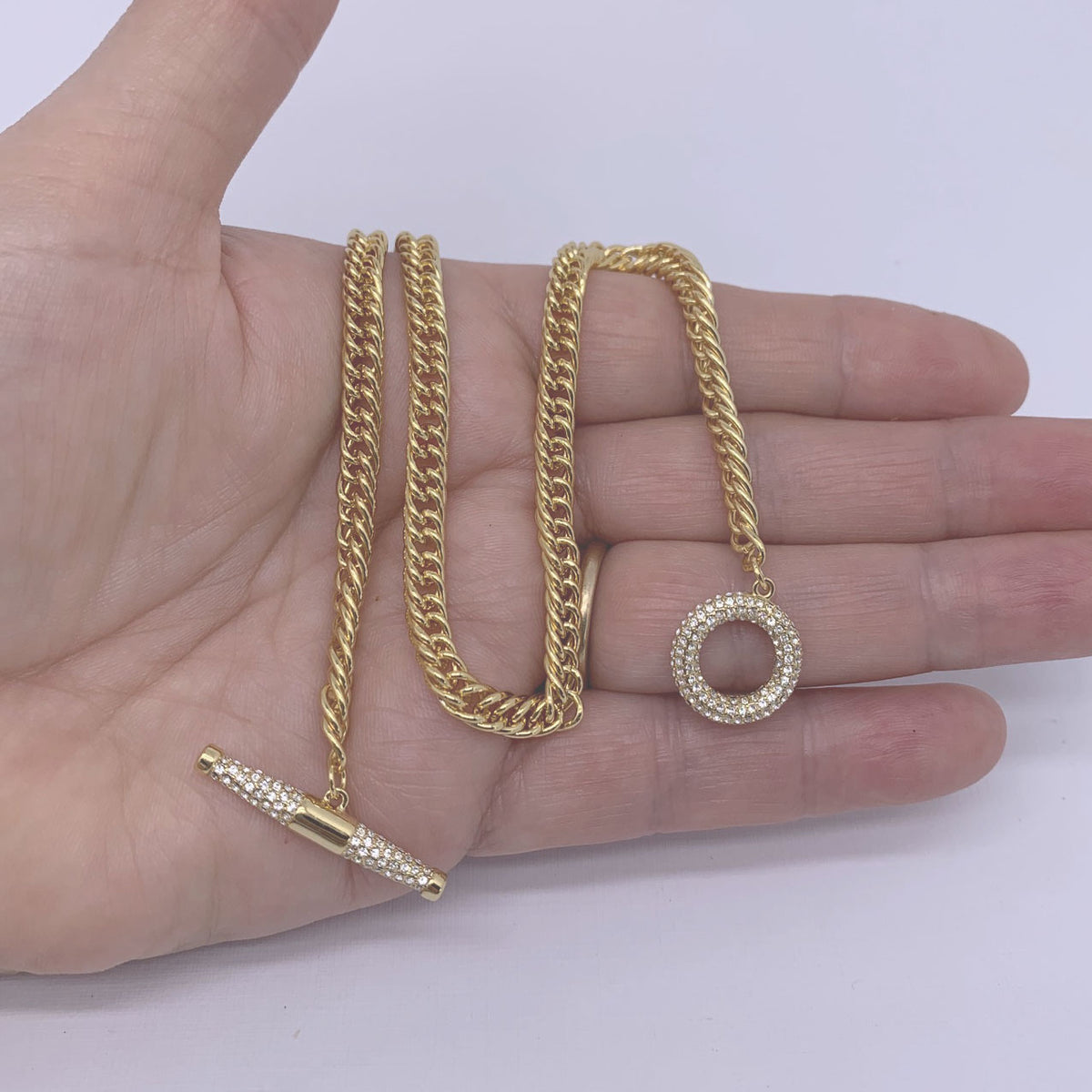 gold curb chain with toggle clasp frenelle jewellery