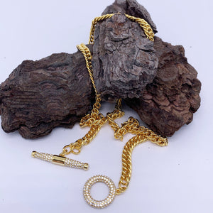 gold curb chain with toggle clasp frenelle jewellery