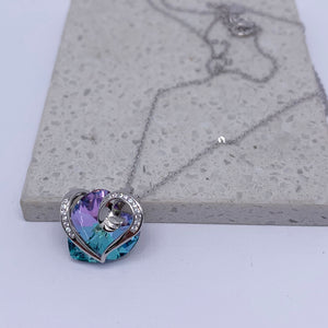silver blue crystal heart necklace frenelle jewellery online auckland nz