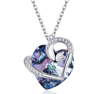 silver blue crystal heart necklace frenelle jewellery online auckland nz