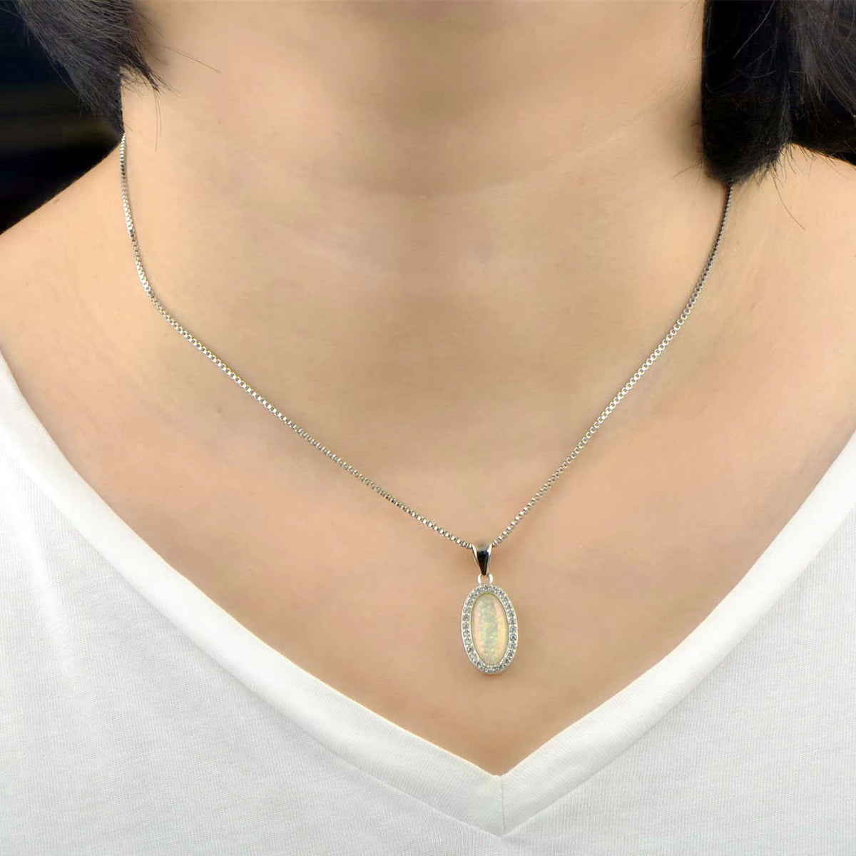 white opal silver necklace frenelle jewellery buy online auckland nz