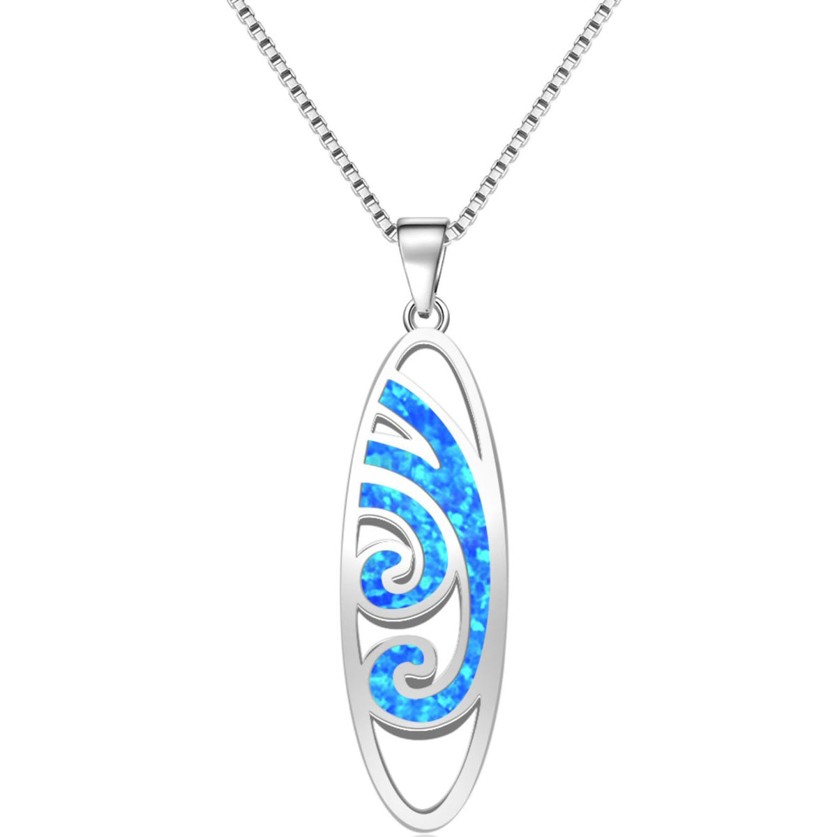 silver blue opal pendant necklace frenelle jewellery online auckland nz