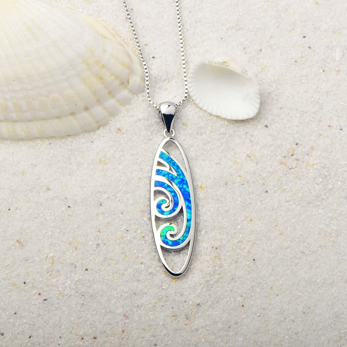 silver blue opal pendant necklace frenelle jewellery online auckland nz