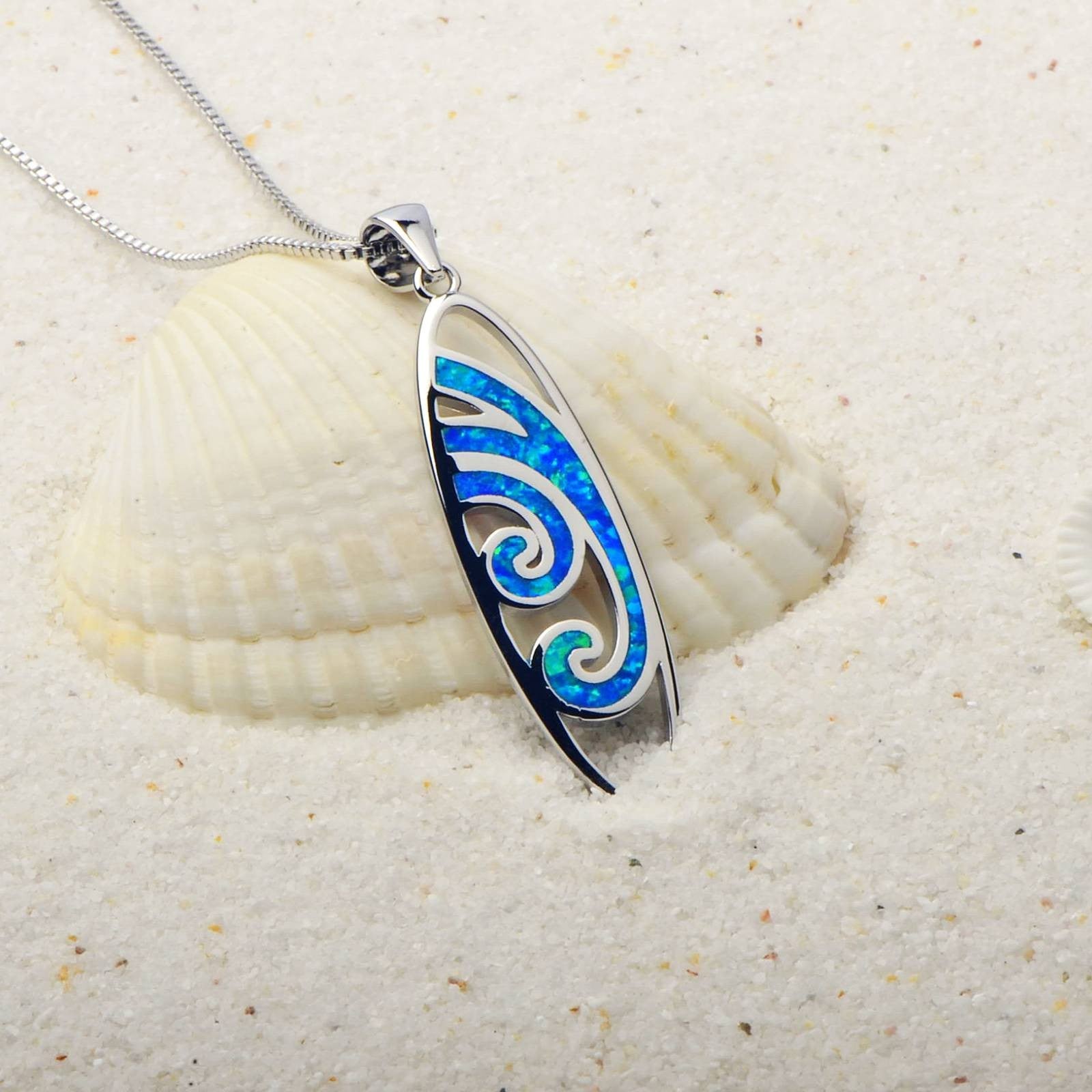 silver blue opal pendant necklace frenelle jewellery online auckland nz