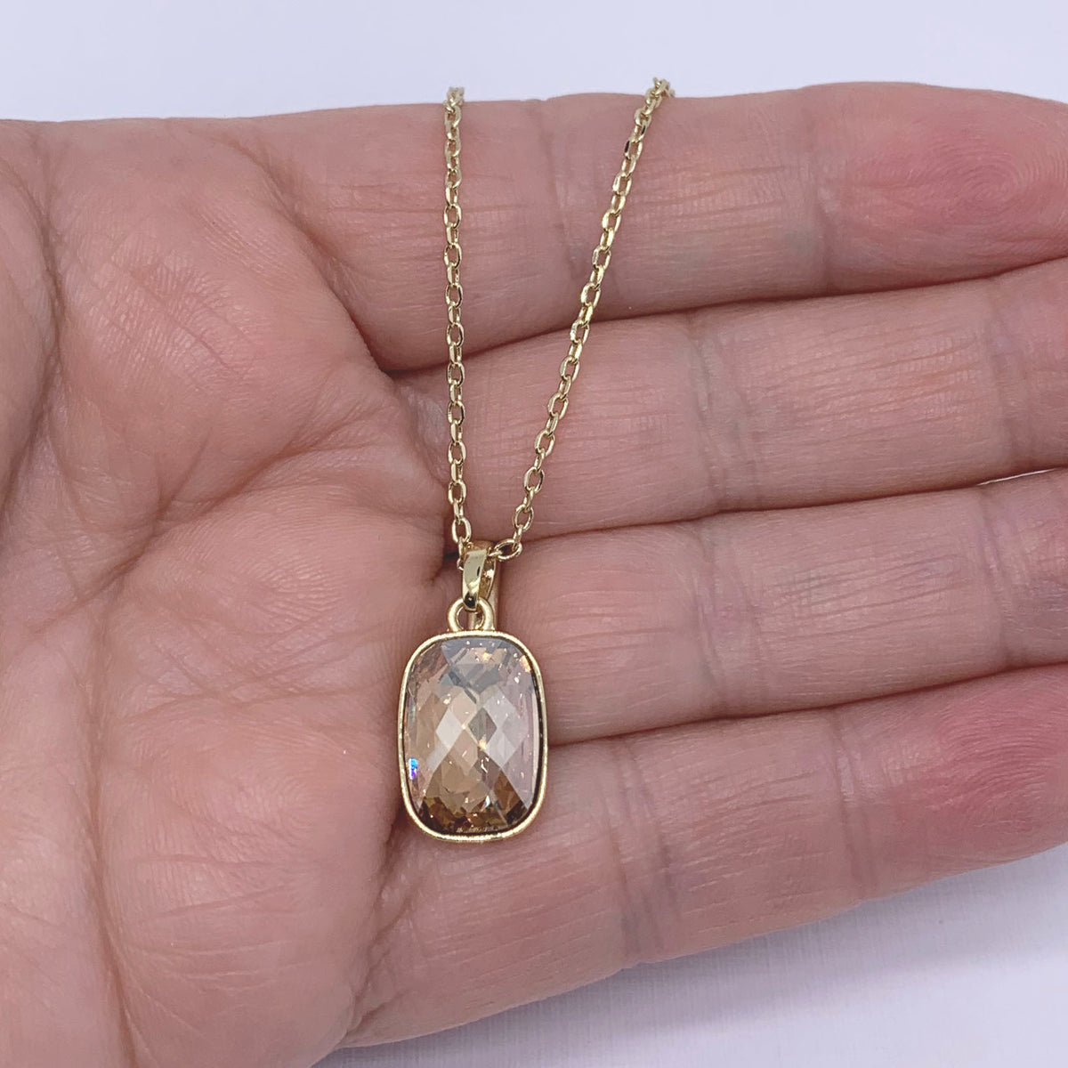 gold swarovski crystal necklace frenelle jewellery