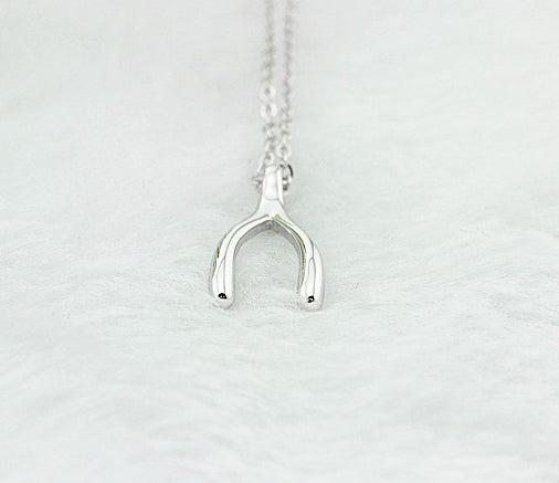 925 Sterling Silver Wishbone Pendant Necklace "Wishes"