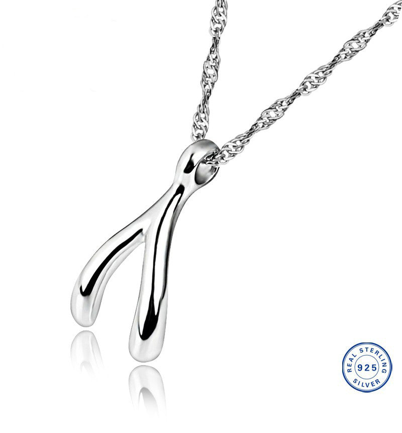 925 Sterling Silver Wishbone Pendant Necklace "Wishes"