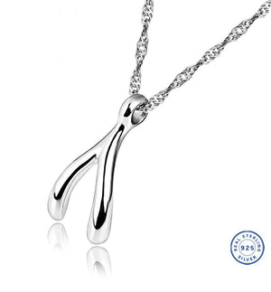 925 Sterling Silver Wishbone Pendant Necklace "Wishes"