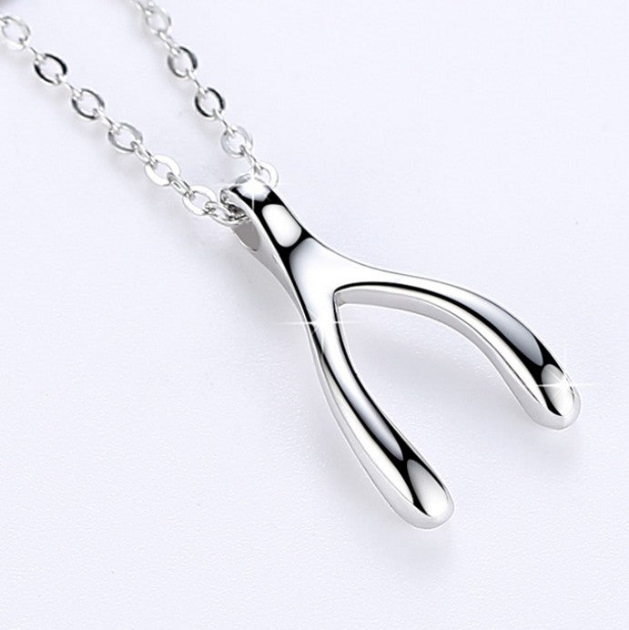 925 Sterling Silver Wishbone Pendant Necklace "Wishes"