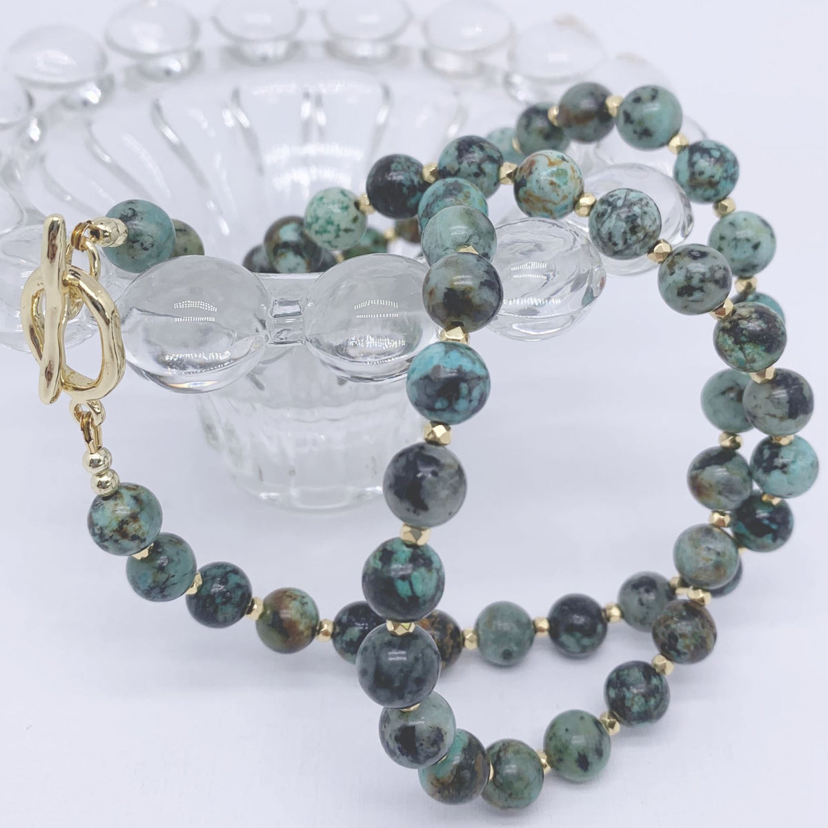 african turquoise gemstone gold necklace by frenelle jewellery