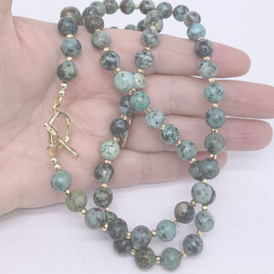 african turquoise gemstone gold necklace by frenelle jewellery