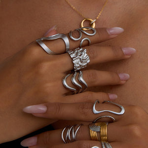 modern silver adjustable ring frenelle jewellery