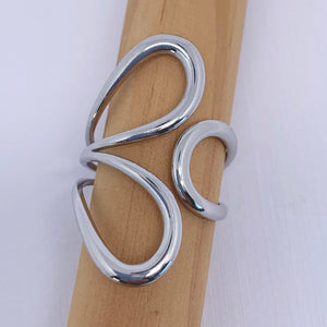 silver modern three loop adjustable ring frenelle jewellery