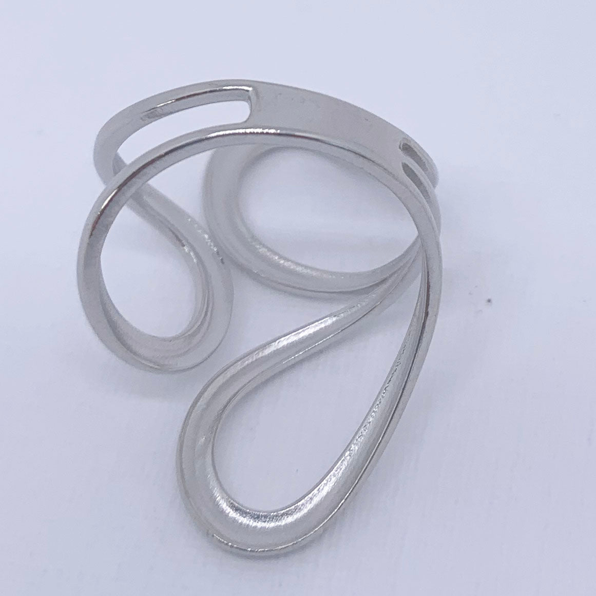 silver modern three loop adjustable ring frenelle jewellery