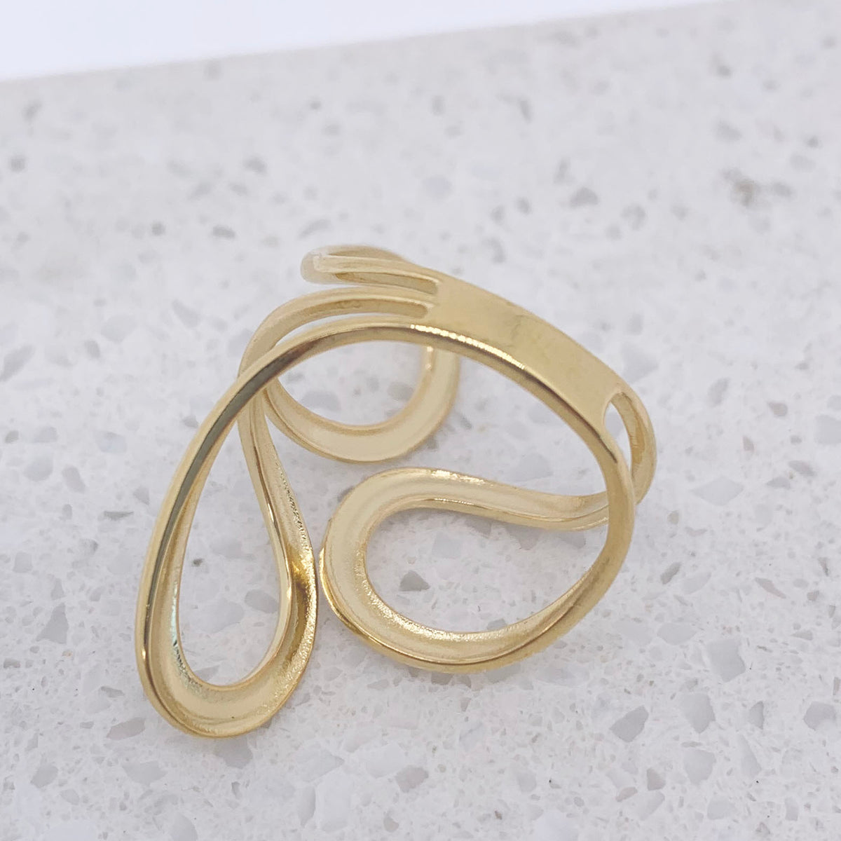 Gold Adjustable 3 Loop Ring "Caracas"
