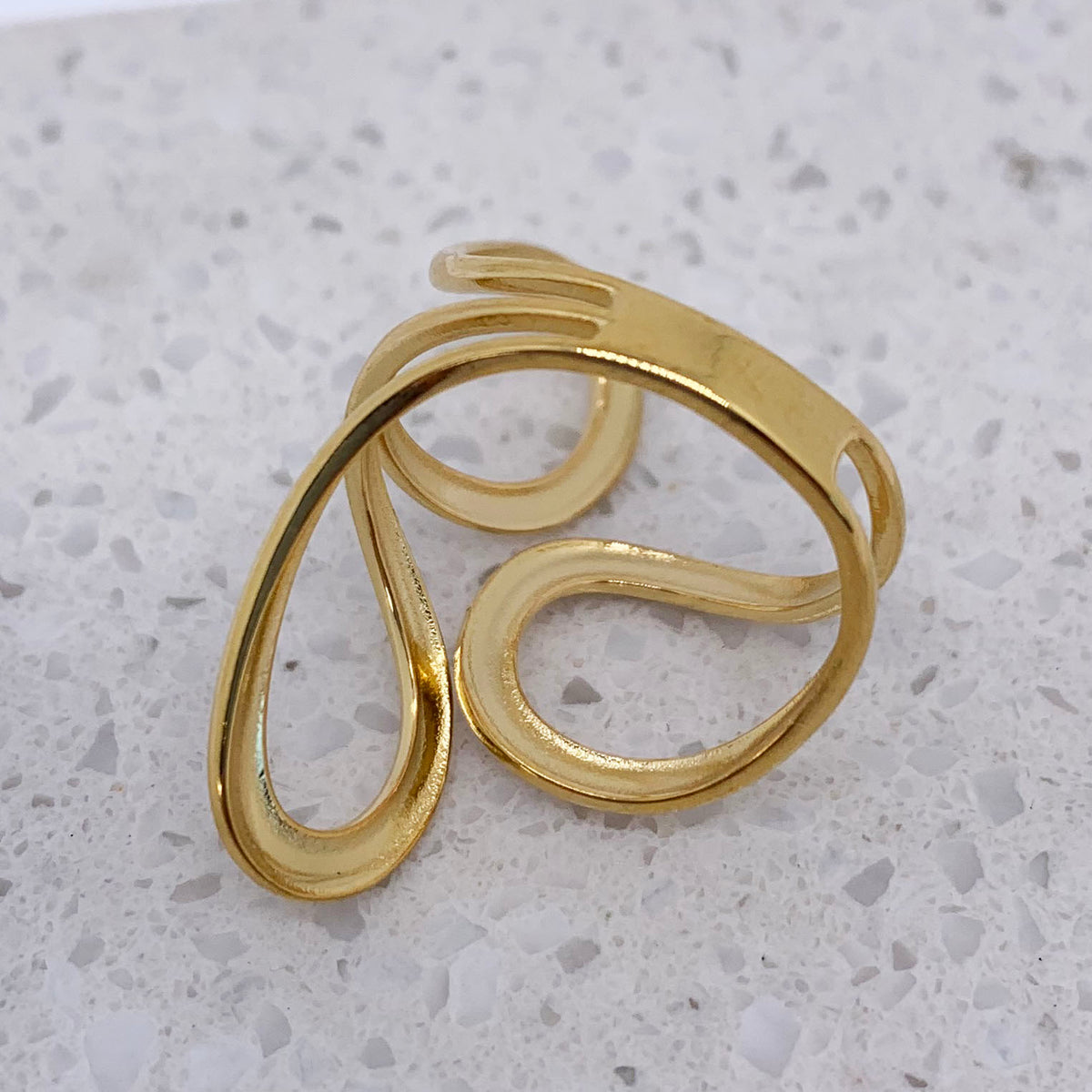 Gold Adjustable 3 Loop Ring "Caracas"