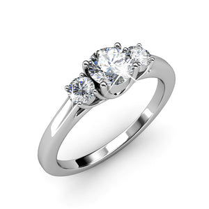 18K White Gold Crystal Engagement Ring  "Ivy"