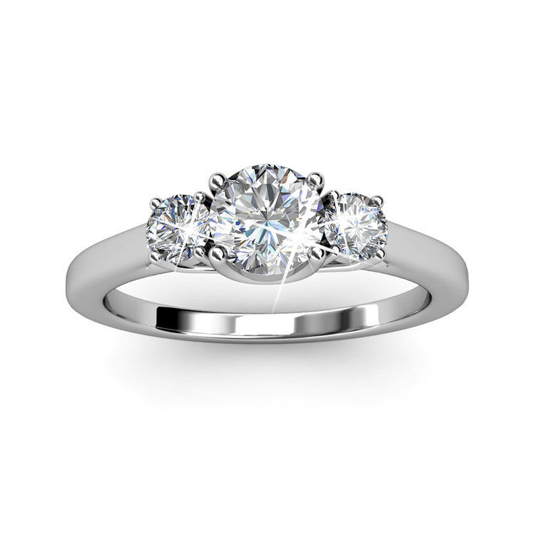 18K White Gold Crystal Engagement Ring  "Ivy"