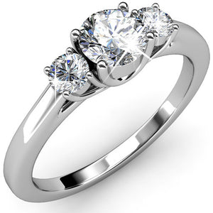 18K White Gold Crystal Engagement Ring  "Ivy"