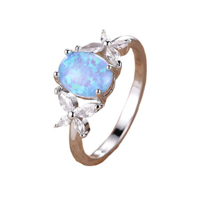 Silver Blue opal ring