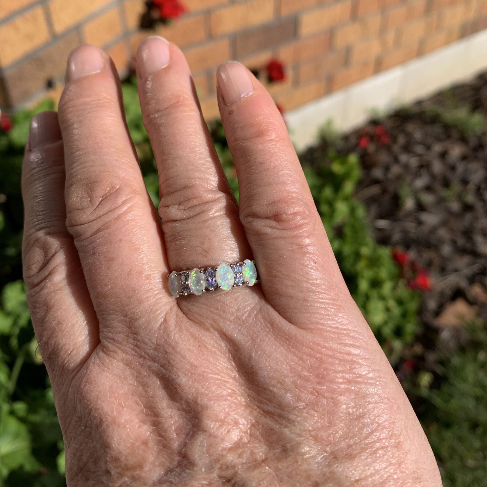 silver opal dress ring