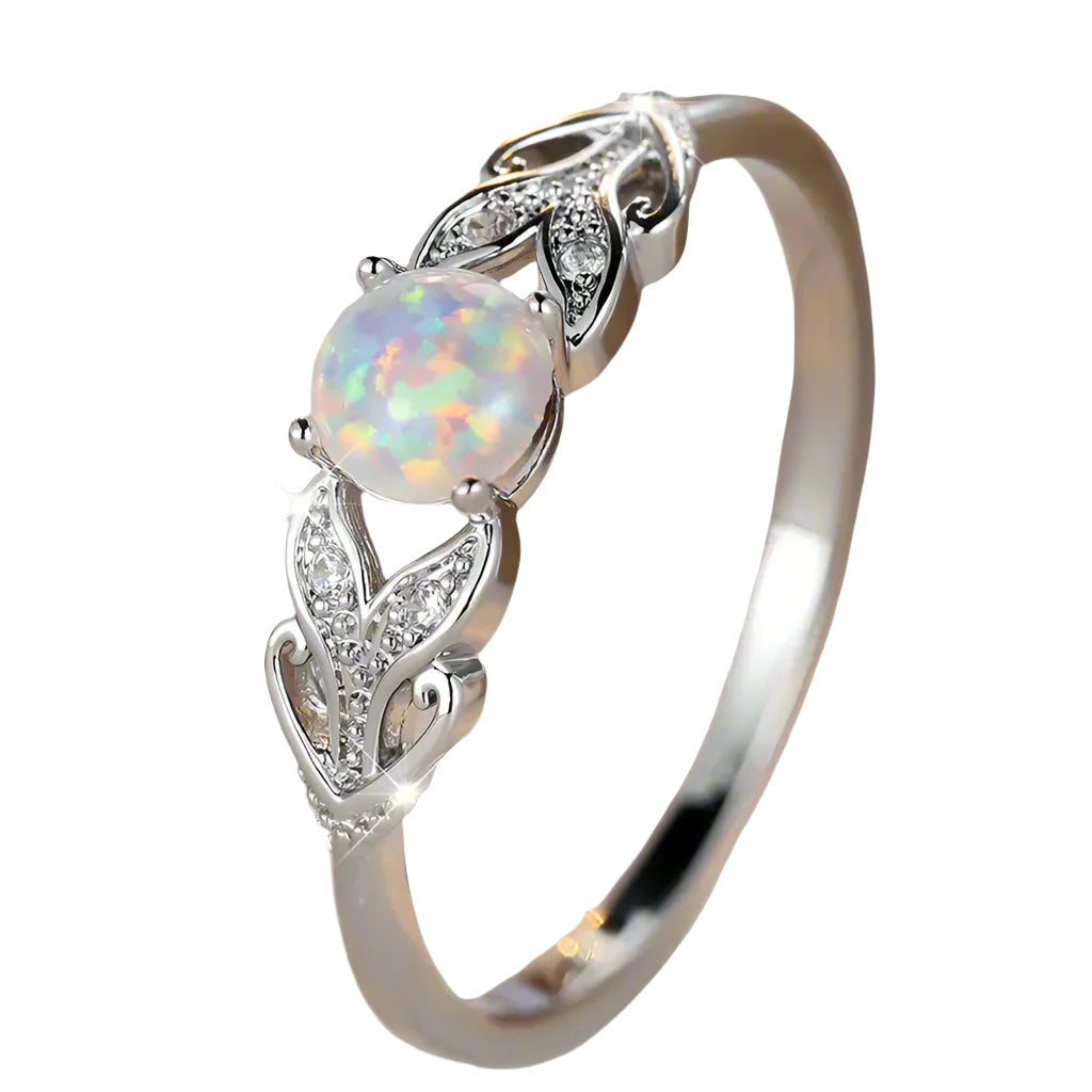 silver opal ring whale tail