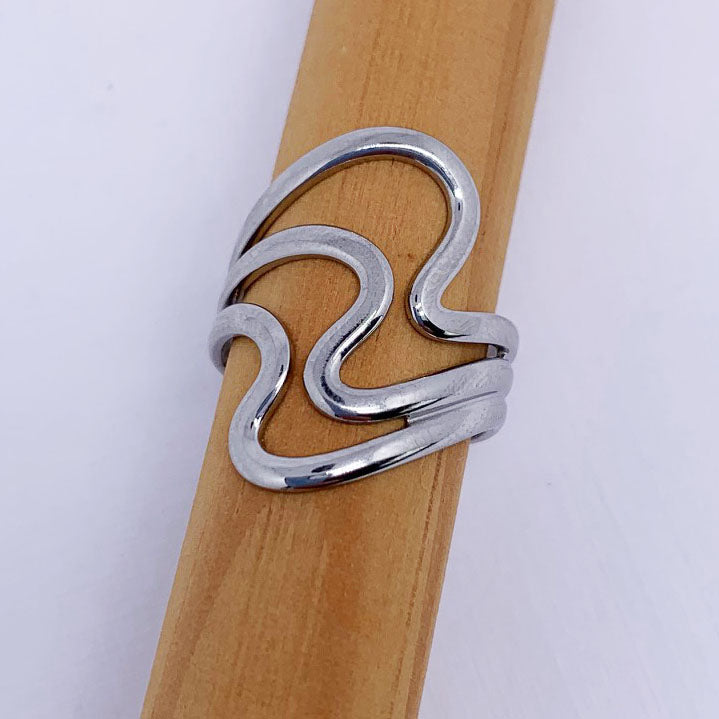 modern silver adjustable size ring frenelle jewellery