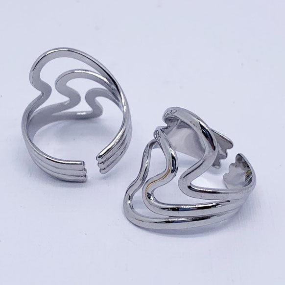 modern silver adjustable size ring frenelle jewellery