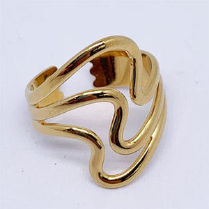 gold modern adjustable ring frenelle jewellery