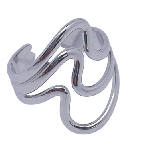 modern silver adjustable size ring frenelle jewellery