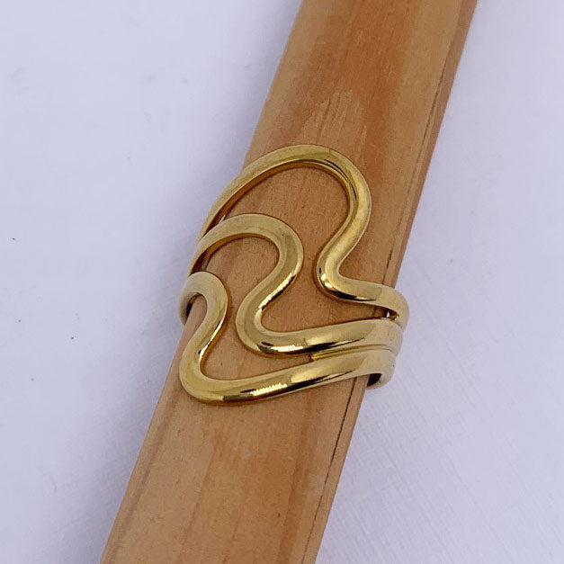 gold modern adjustable ring frenelle jewellery