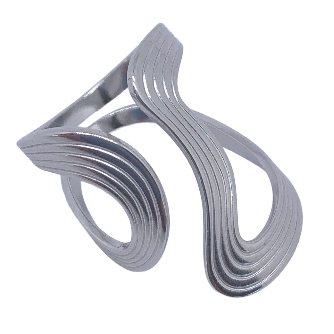 modern silver adjustable plain ring frenelle jewellery