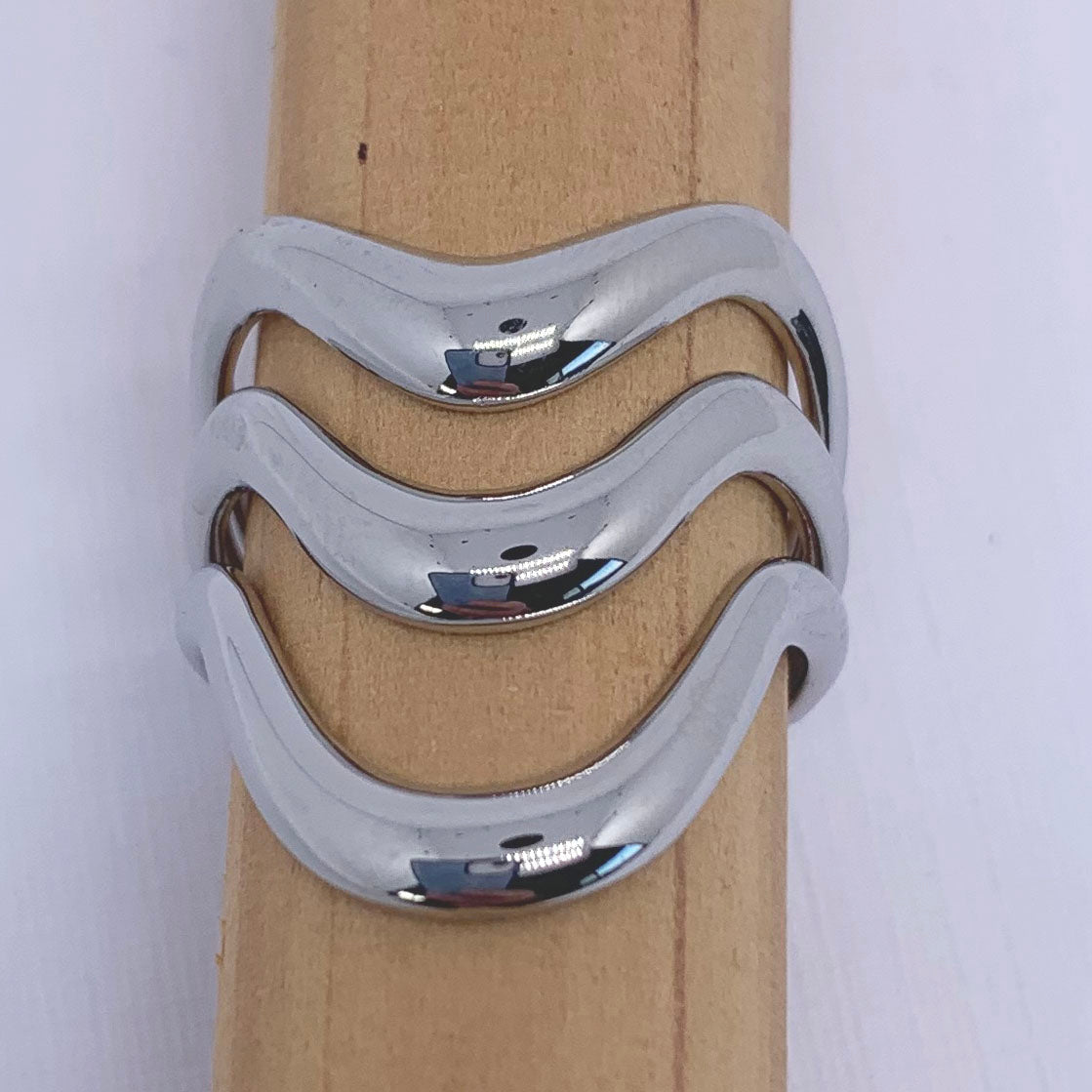 modern silver adjustable ring frenelle jewellery