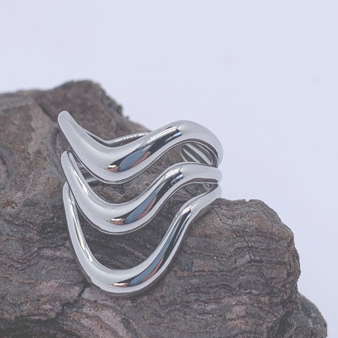 modern silver adjustable ring frenelle jewellery