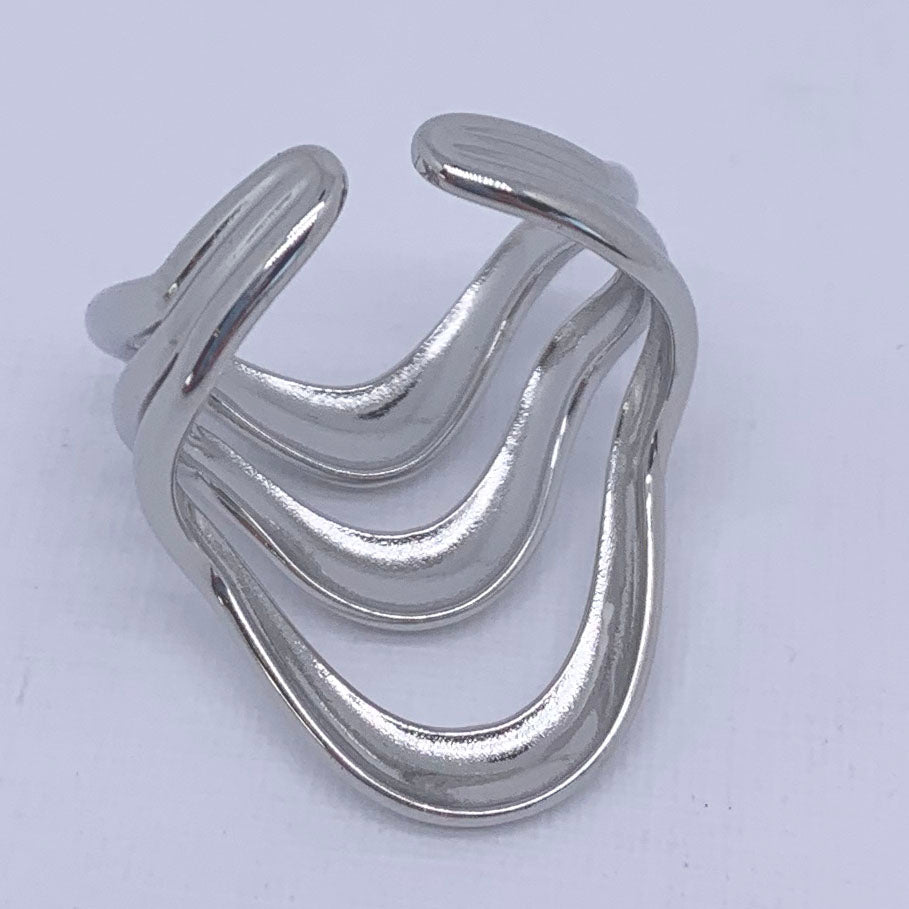 modern silver adjustable ring frenelle jewellery