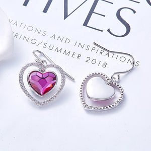 925 Sterling Silver Crystal Earrings "Amore" (Pink)