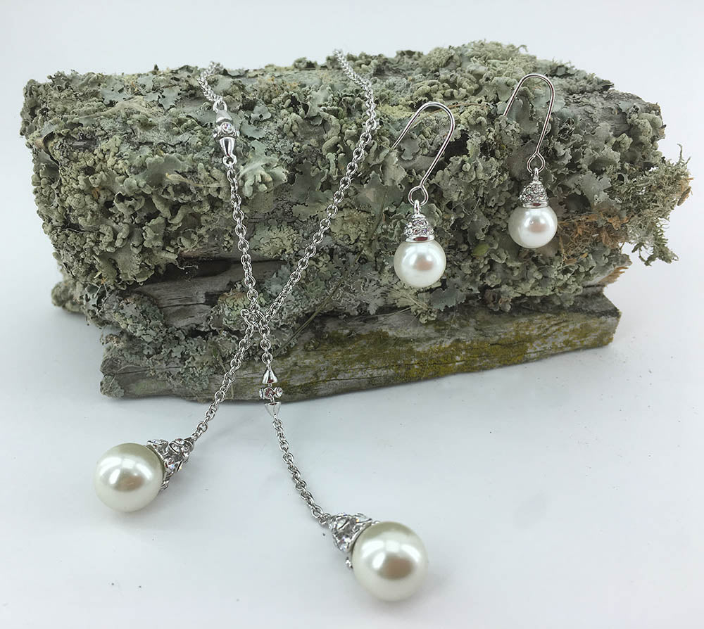 Silver Crystal and Pearl Jewellery Set "Carol"