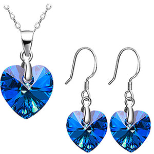 925 Sterling Silver  Crystal Jewellery Set  "Esmeralda" (Blue)