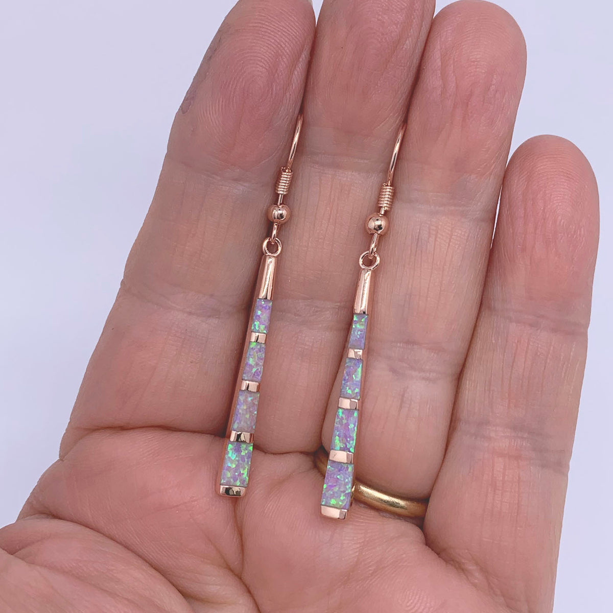 Rose Gold Opal Earrings "Neve" (White)