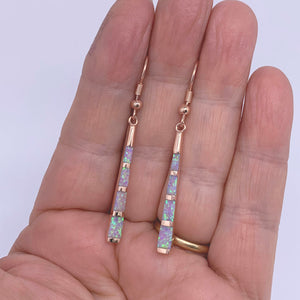 Rose Gold Opal Earrings "Neve" (White)