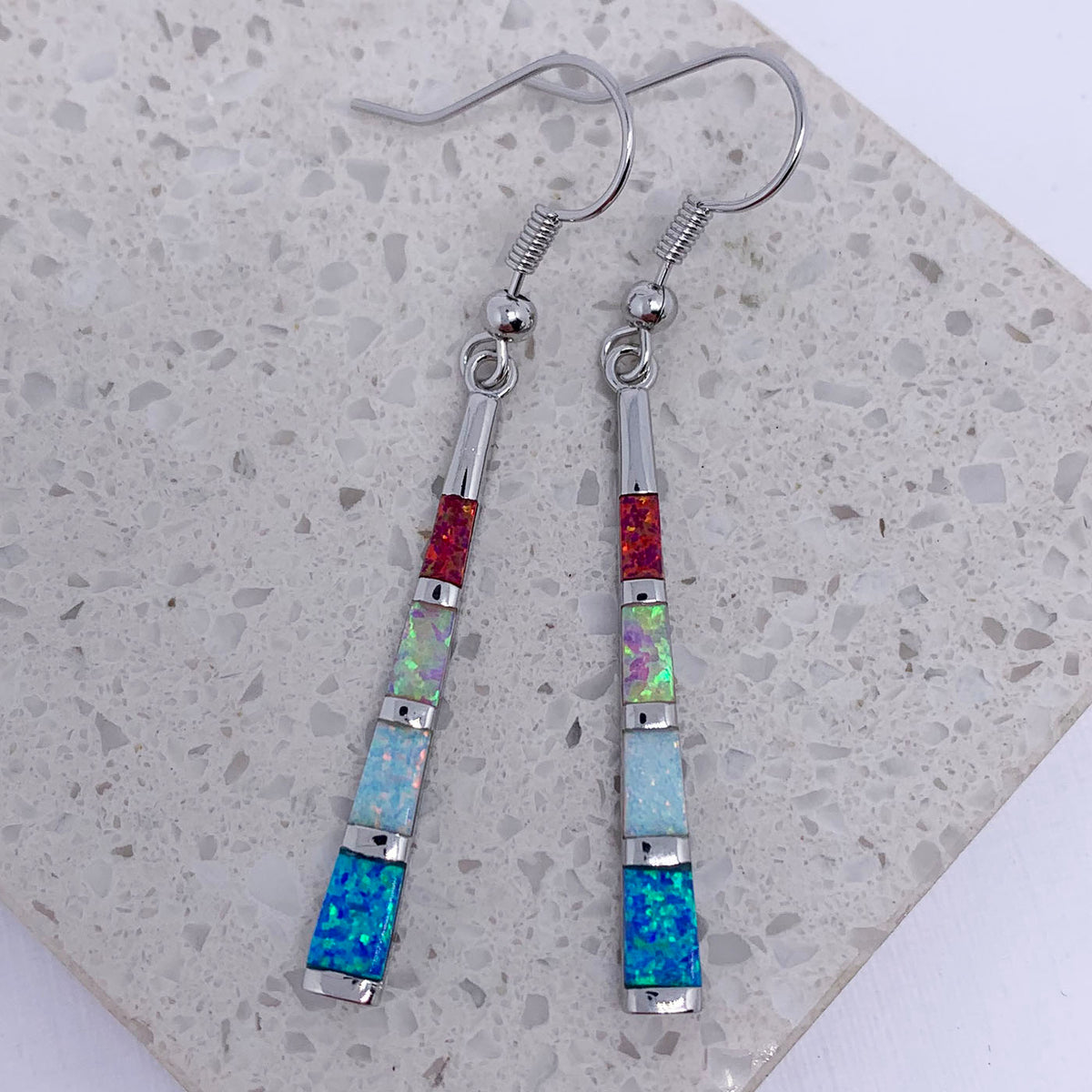 silver opal drop earrings frenelle jewellery
