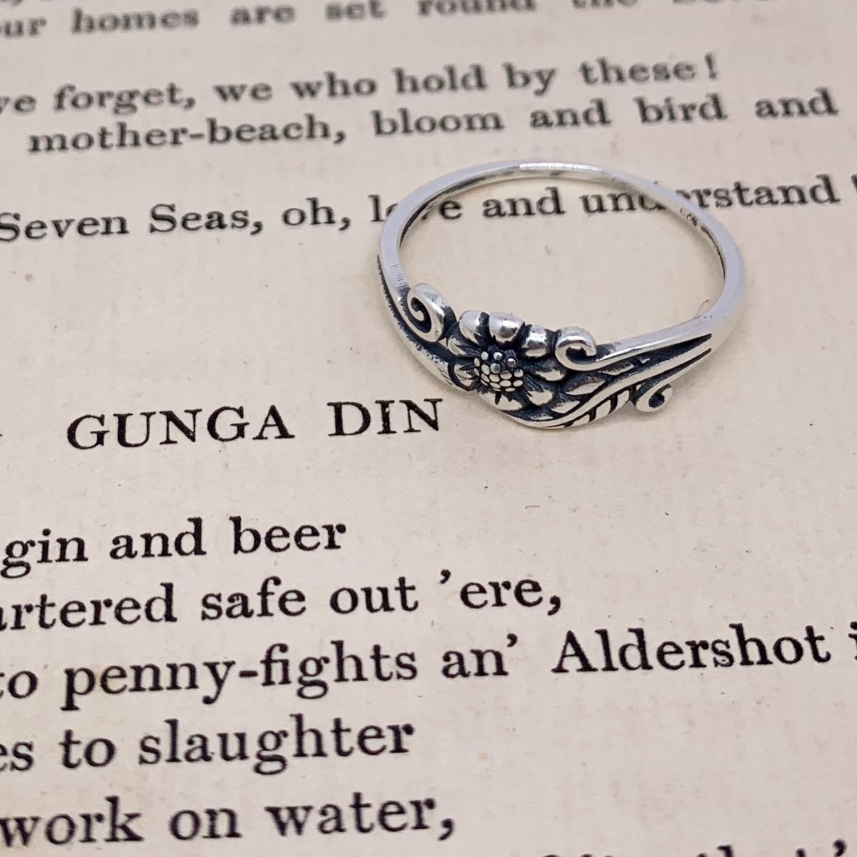 silver bohemian flower ring by frenelle jewellery online auckland nz