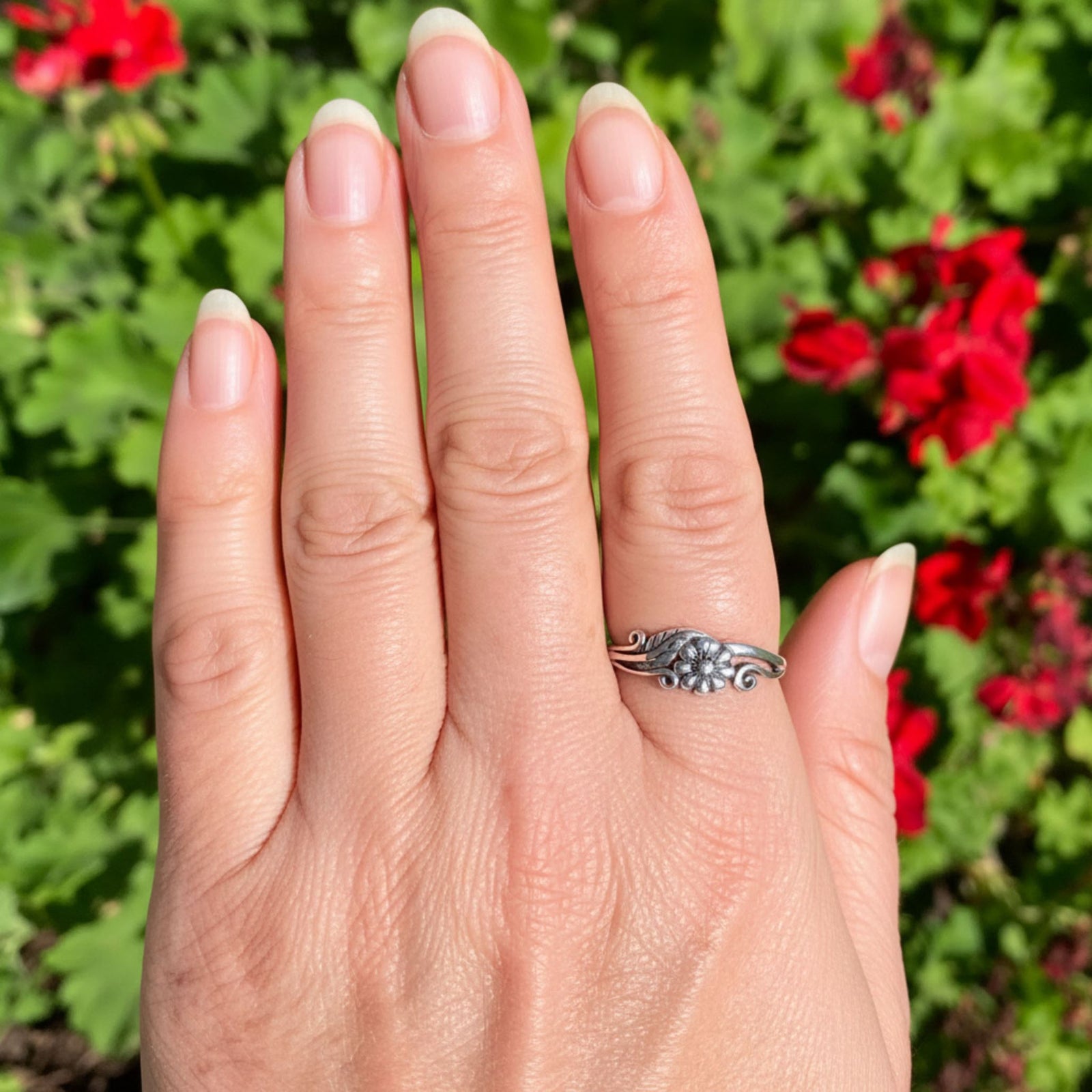 silver bohemian flower ring by frenelle jewellery online auckland nz